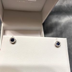 Effy Royale Bleu Sapphire and Diamond Earrings in 14k white gold